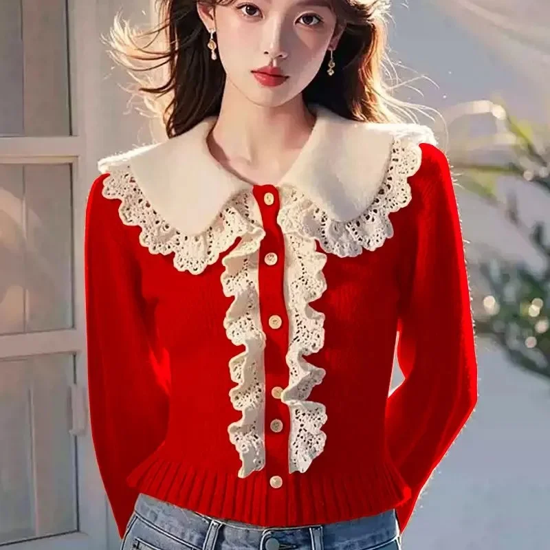 Sweet Small Fragrant Cardigan Sweater 2025 New Spring Autumn Women Knitwear Splicing Korean Casual Coat Top Female Coat
Sweet Small Fragrant Cardigan Sweater 2025 New Spring Autumn Women Knitwear Splicing Korean Casual Coat Top Female Coat