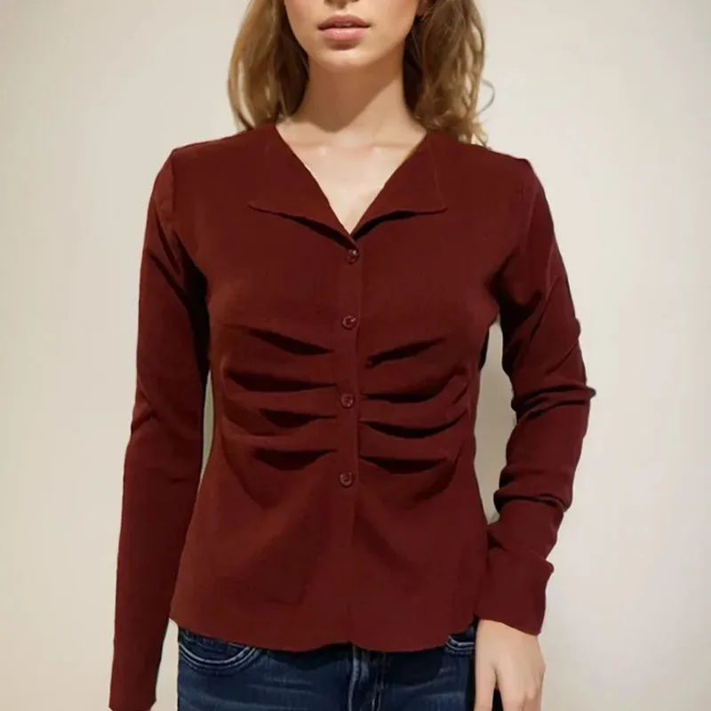 New Fashion Pleated Knitted Sweater Shirts Women Casual Long Sleeve Cardigans Autumn Witner Clothes Elegant Woman Tops
New Fashion Pleated Knitted Sweater Shirts Women Casual Long Sleeve Cardigans Autumn Witner Clothes Elegant Woman Tops