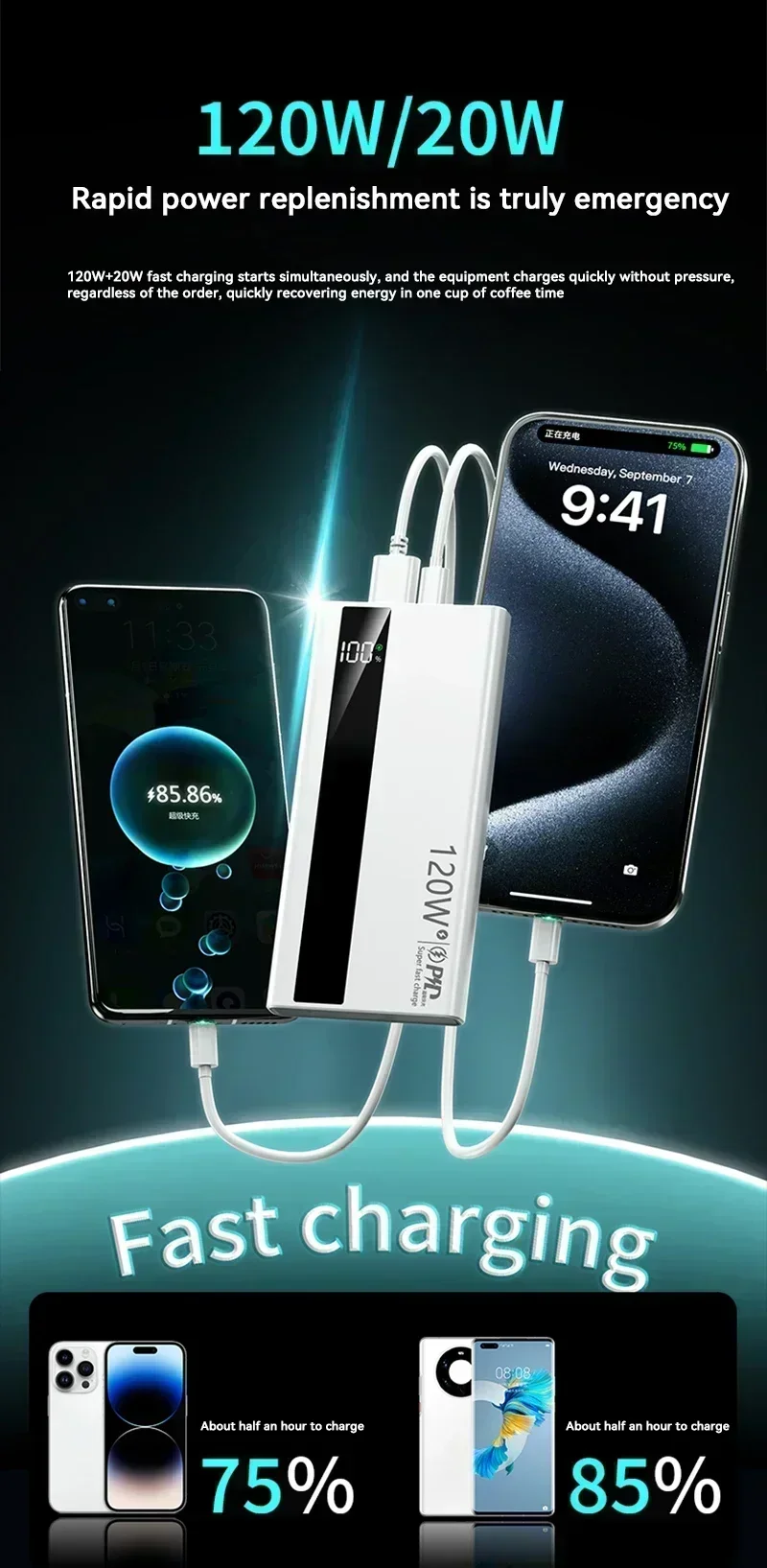 Lenovo 500000mAh 120W Portable Power Bank Large Capacity Super Fast Charge External Battery For Xiaomi Iphone 2026New Lenovo 500000mAh 120W Portable Power Bank Large Capacity Super Fast Charge External Battery For Xiaomi Iphone 2026New