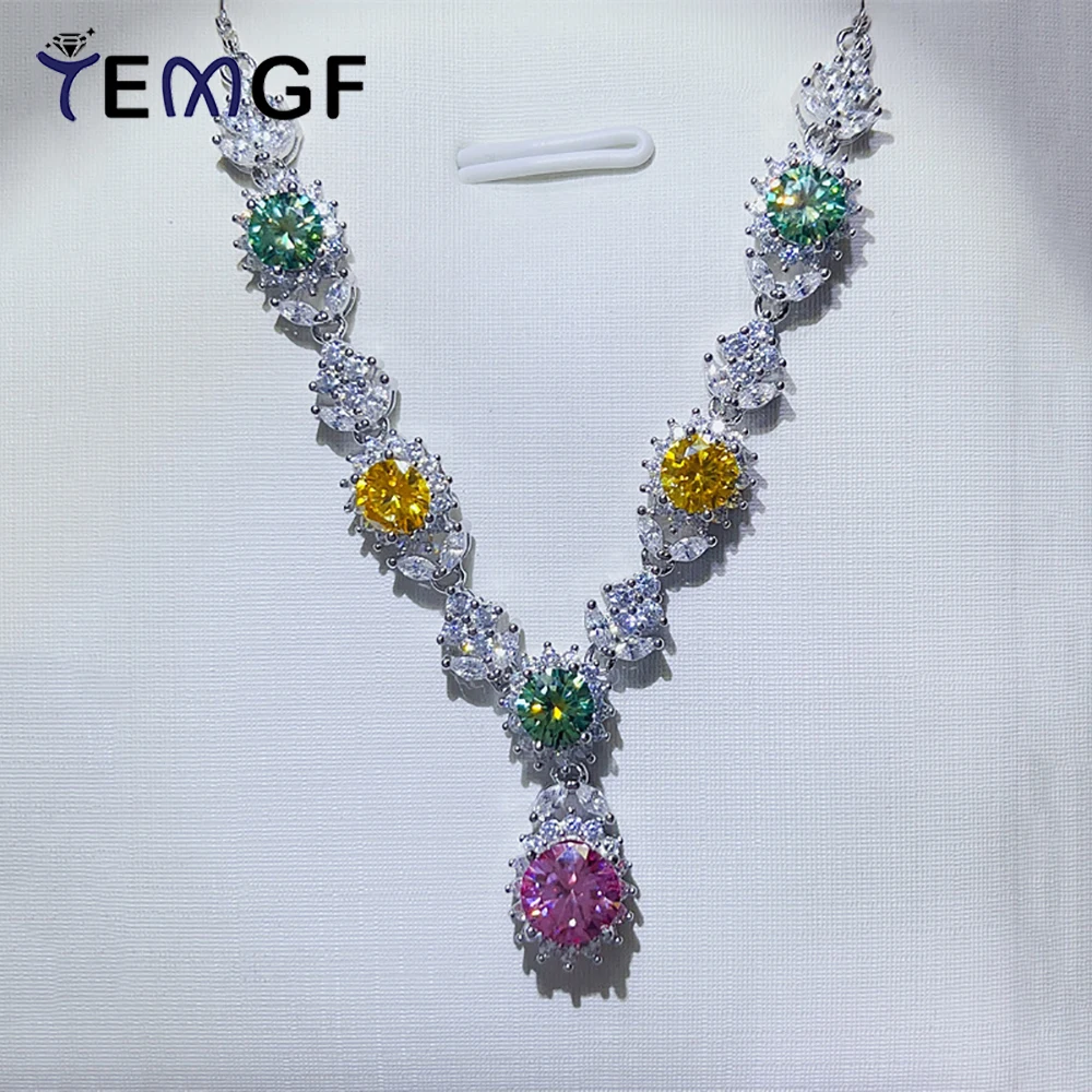 TEMGF Colorful Moissanite Necklace for Women 925 Sterling Silver Chain With Certification Neck Sparkling Luxury Banquet Jewelry
TEMGF Colorful Moissanite Necklace for Women 925 Sterling Silver Chain With Certification Neck Sparkling Luxury Banquet Jewelry