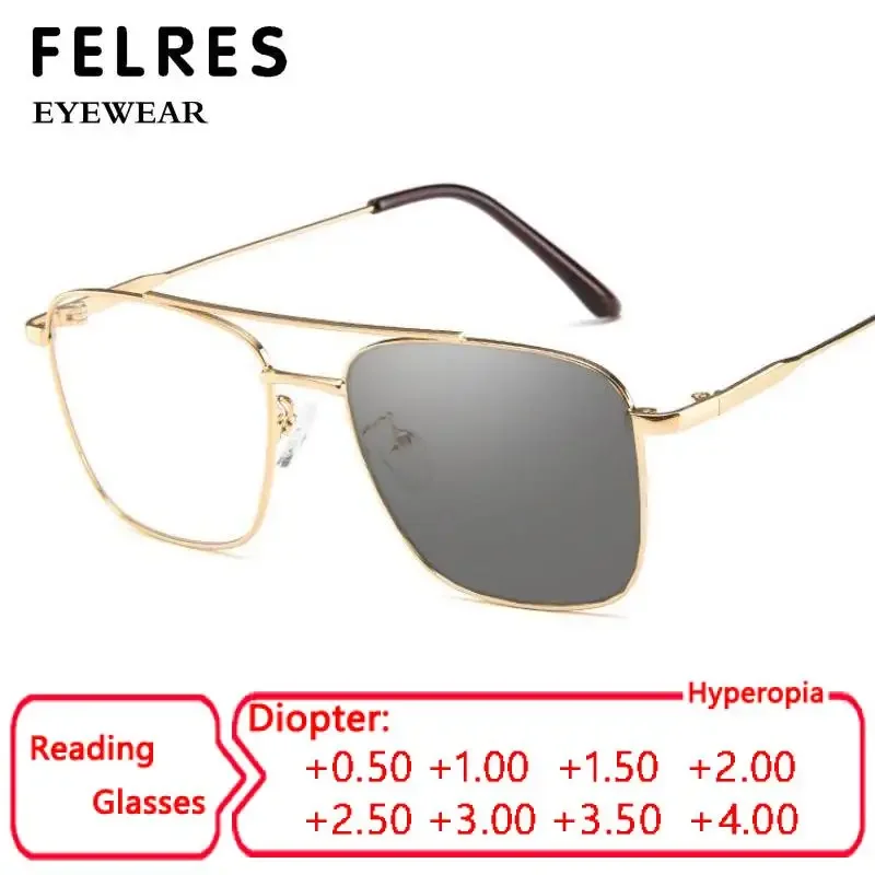 Metal Double Bridge Square Transition Photochromic Reading Glasses Men Women Brand Design Color Changing Optical Sunglasses
Metal Double Bridge Square Transition Photochromic Reading Glasses Men Women Brand Design Color Changing Optical Sunglasses