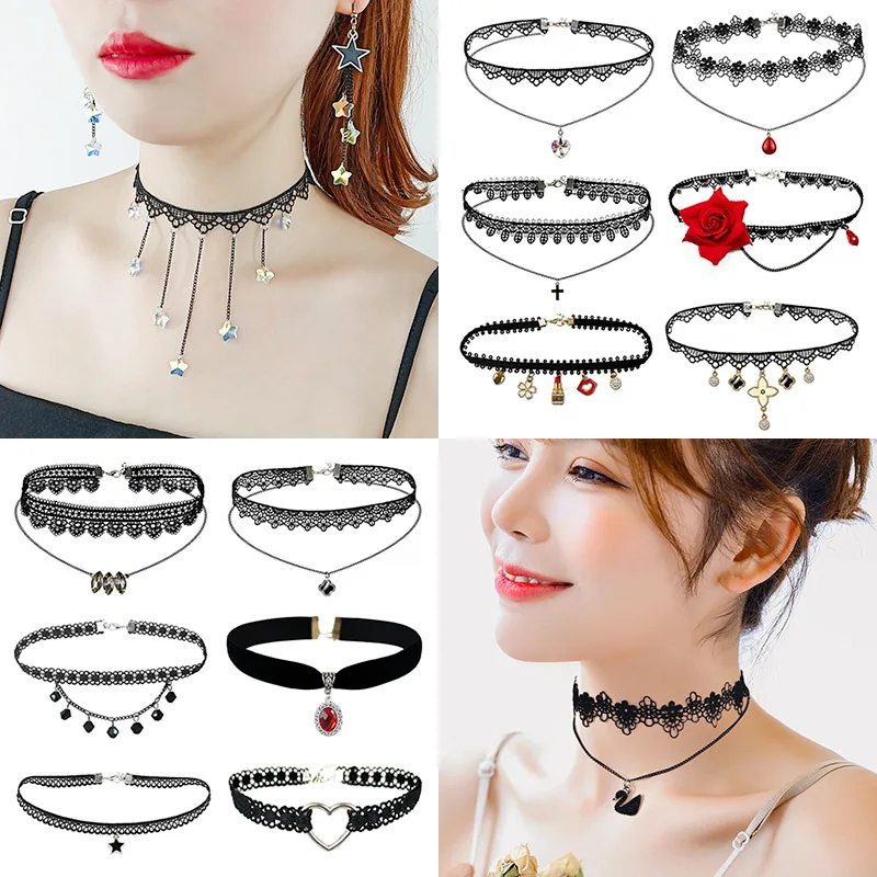 new Korean Fashion Velvet Choker Necklace for Women Vintage Sexy Lace with Pendants Gothic Girl Neck Jewelry Accessories
new Korean Fashion Velvet Choker Necklace for Women Vintage Sexy Lace with Pendants Gothic Girl Neck Jewelry Accessories