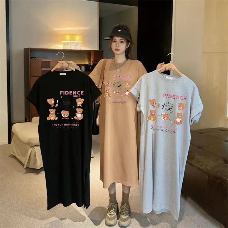 Summer Loose and Stylish Cartoon Bear Print Korean Style Simple and Casual Round Neck Sewn Women's Large Size Dress
Summer Loose and Stylish Cartoon Bear Print Korean Style Simple and Casual Round Neck Sewn Women's Large Size Dress