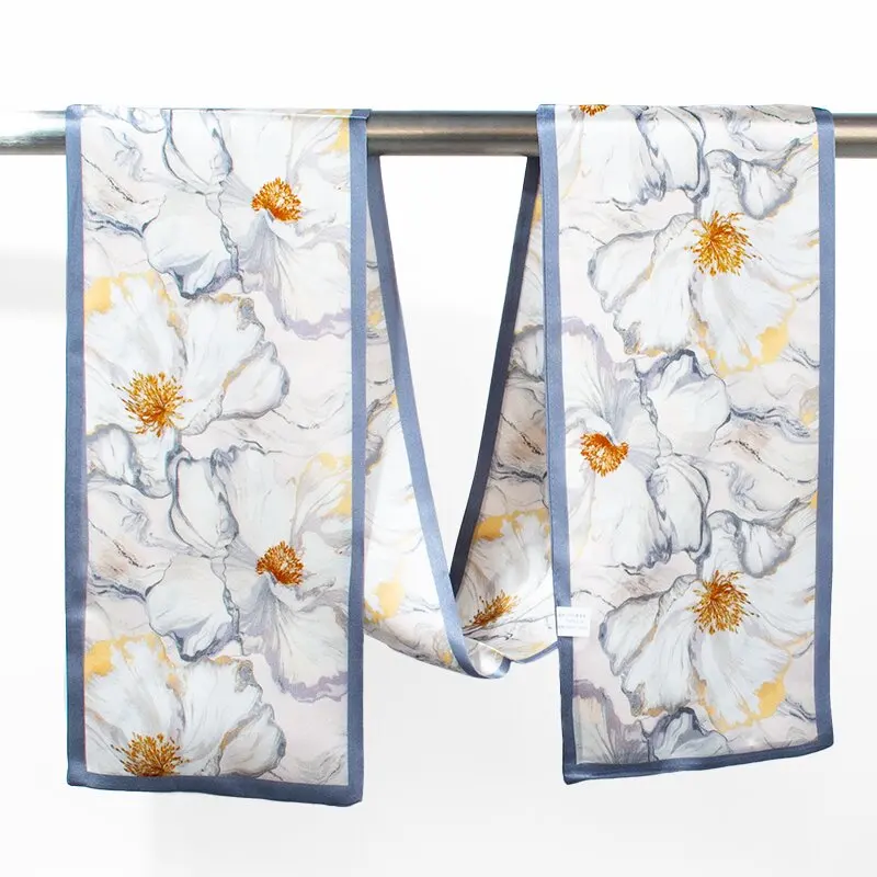 100% pure mulberry silk scarf elegant white large print long ribbon scarf for women luxurious tie headband handbag accessories
100% pure mulberry silk scarf elegant white large print long ribbon scarf for women luxurious tie headband handbag accessories