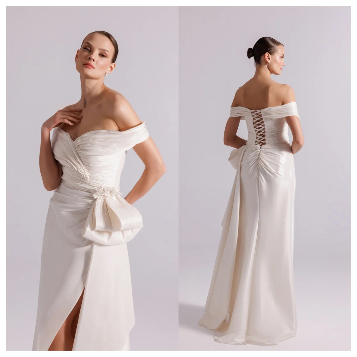 Customized Elegant White Satin Evening Dress Mermaid Off the Shoulder Sleeveless Homecoming Dress Lace Up Back Celebri
Customized Elegant White Satin Evening Dress Mermaid Off the Shoulder Sleeveless Homecoming Dress Lace Up Back Celebri