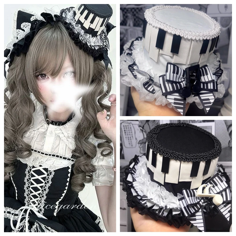 Original Lolita Gothic Black White Piano Keys Retro Notes Subculture Top Hat Cosplay Headwear Hair Accessory
Original Lolita Gothic Black White Piano Keys Retro Notes Subculture Top Hat Cosplay Headwear Hair Accessory