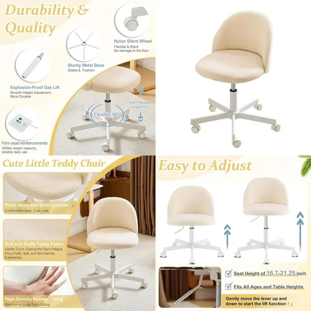 Ergonomic Armless Swivel Chair with Lumb Support, Creamy Beige for Home Office and Bedroom
Ergonomic Armless Swivel Chair with Lumb Support, Creamy Beige for Home Office and Bedroom