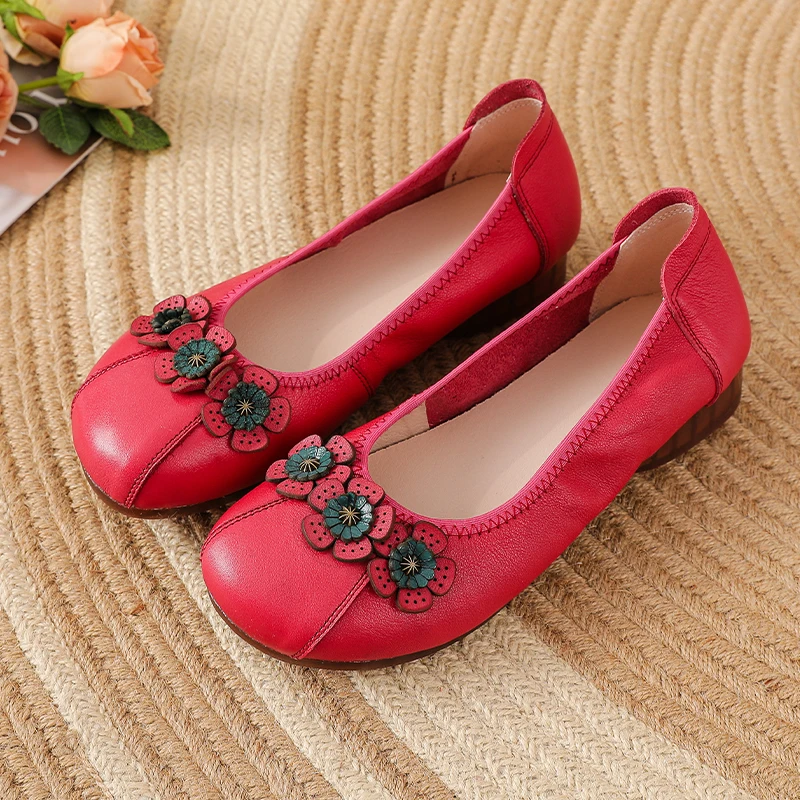 New Real Leather Flat Shoes Woman Handmade Floral Ballet Flats Women's Soft Driving Moccasins Ladies Flats Shallow Slip On Shoes
New Real Leather Flat Shoes Woman Handmade Floral Ballet Flats Women's Soft Driving Moccasins Ladies Flats Shallow Slip On Shoes