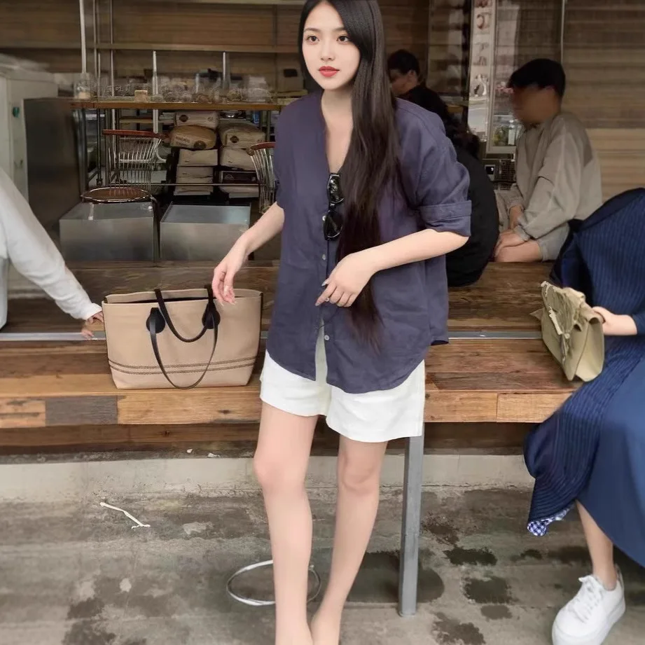 New 2025 Summer Linen Pure Color V-Neck Women's Shirt Simple Match Thin Shirt Jacket Top Commute Style Long Sleeve Non-Stretch
New 2025 Summer Linen Pure Color V-Neck Women's Shirt Simple Match Thin Shirt Jacket Top Commute Style Long Sleeve Non-Stretch
