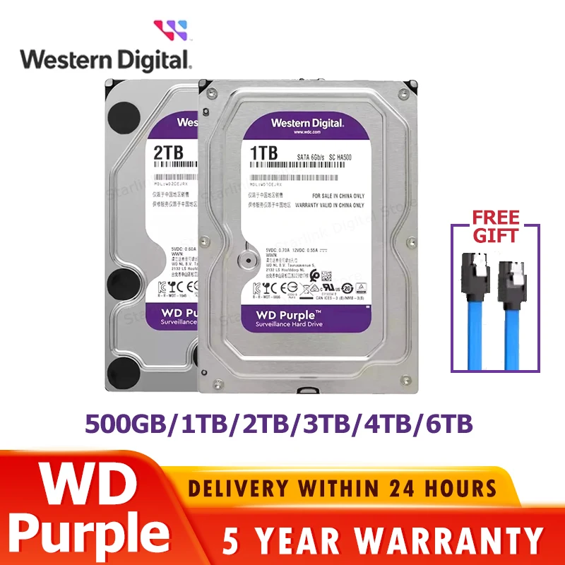 WD Purple 500GB 4TB 1TB 2TB 3TB Surveillance Internal Hard Drive Disk 3.5" 64MCache SATA III 6Gb/s HDD HD Harddisk for CCTV NVR
WD Purple 500GB 4TB 1TB 2TB 3TB Surveillance Internal Hard Drive Disk 3.5" 64MCache SATA III 6Gb/s HDD HD Harddisk for CCTV NVR