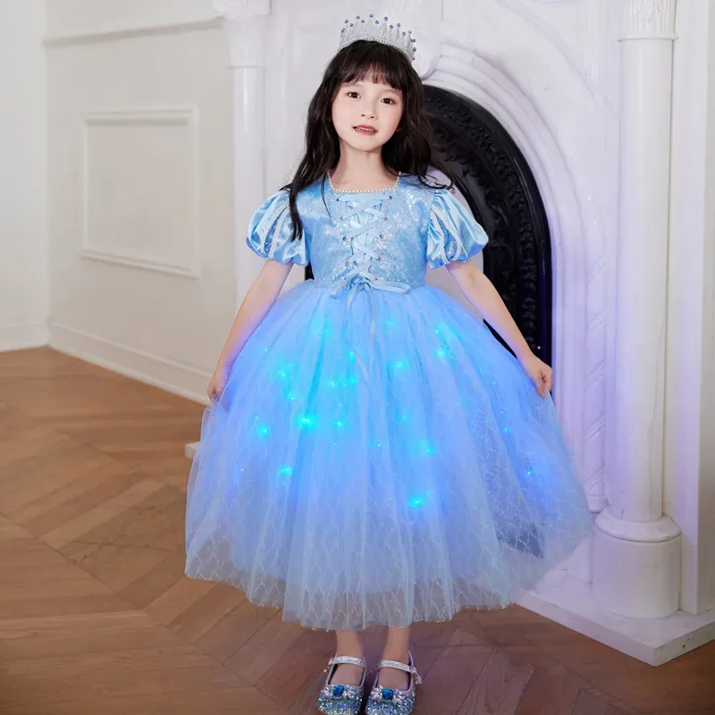 Kid Halloween Aurora Cosplay Dress Girl Princess Party Elsa Snow Queen Carnival Costume Sequins Mesh With Led Light Clothing
Kid Halloween Aurora Cosplay Dress Girl Princess Party Elsa Snow Queen Carnival Costume Sequins Mesh With Led Light Clothing