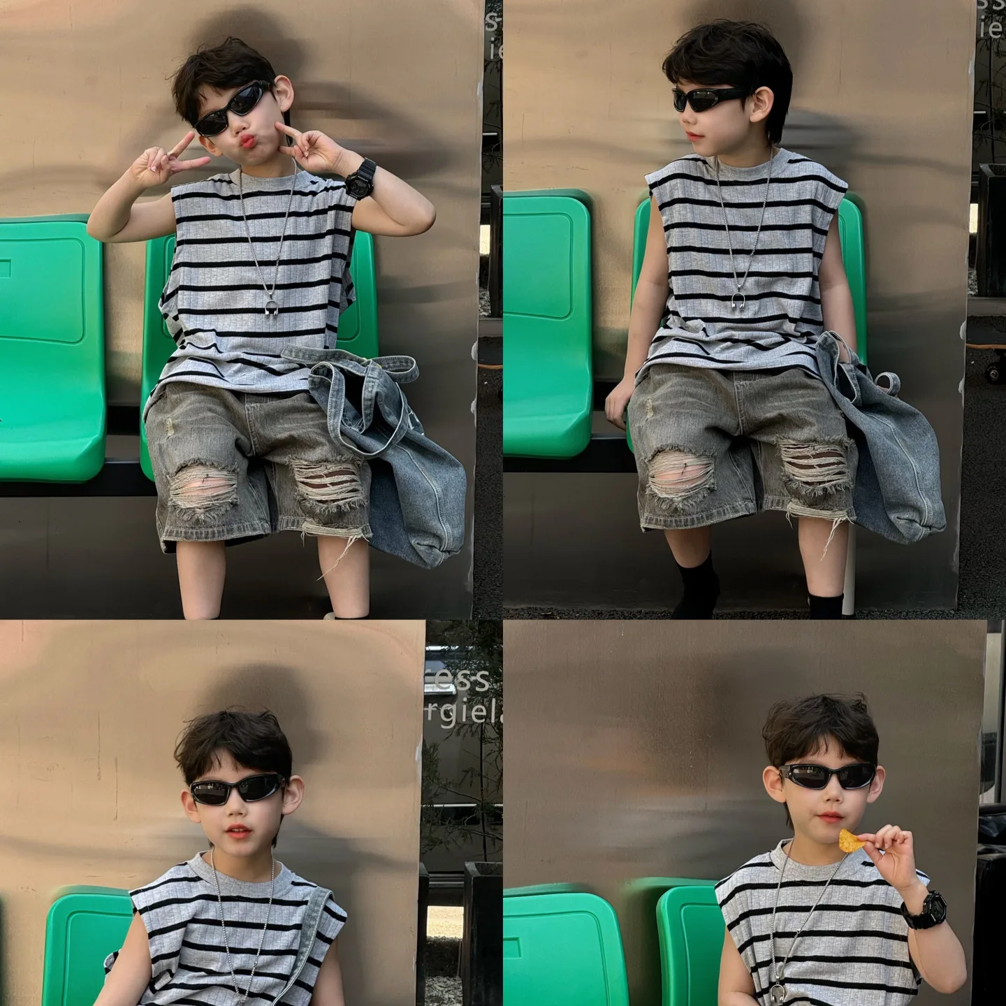 2025 Summer New Korean Style Boys' Fashion Versatile Loose Black and Grey Striped T-shirt Children's Top Trendy
2025 Summer New Korean Style Boys' Fashion Versatile Loose Black and Grey Striped T-shirt Children's Top Trendy