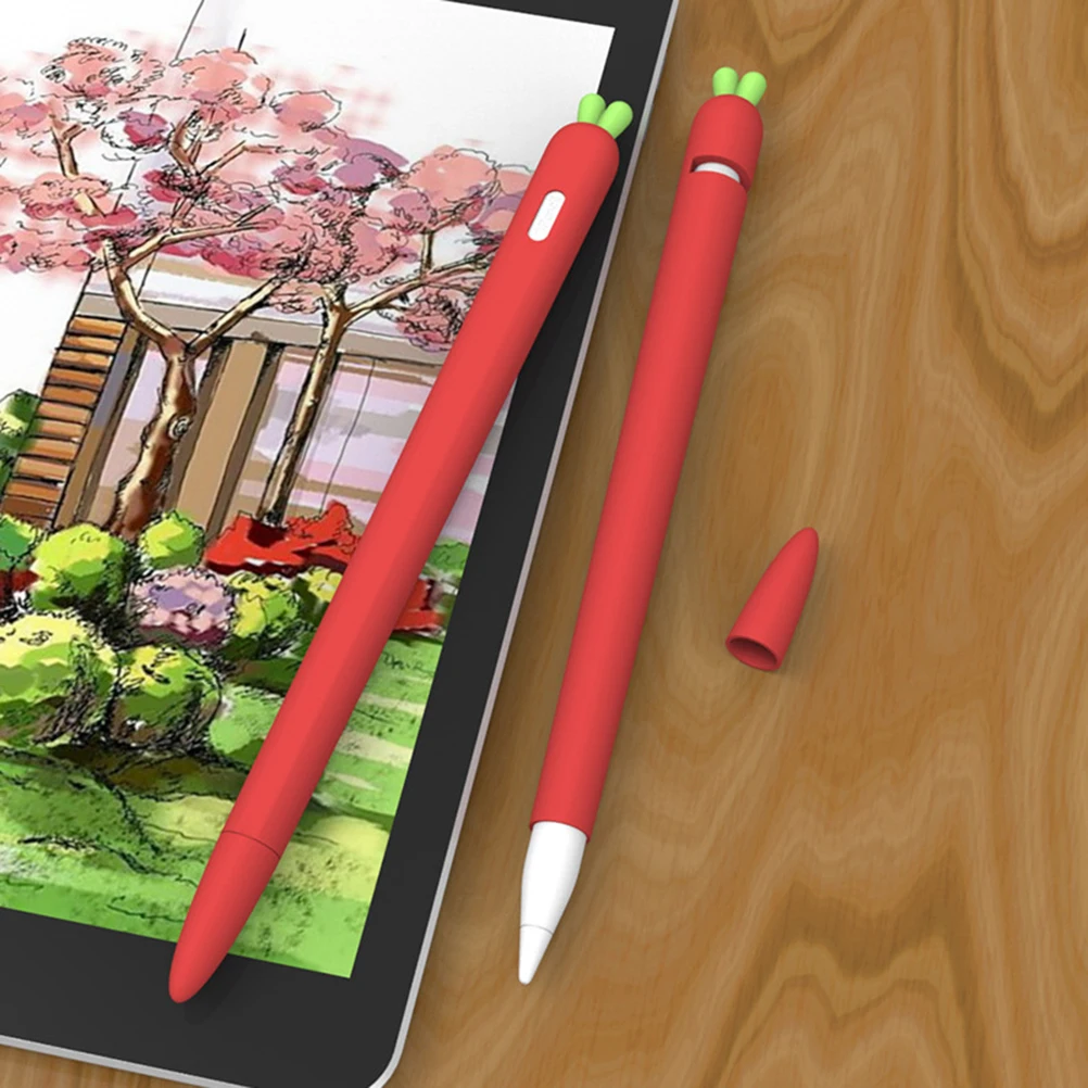 Силиконовый чехол для стилуса в форме моркови, красный противоскользящий защитный чехол, совместимый карандаш 1, эргономичный, легкий вес 
Силиконовый чехол для стилуса в форме моркови, красный противоскользящий защитный чехол, совместимый карандаш 1, эргономичный, легкий вес