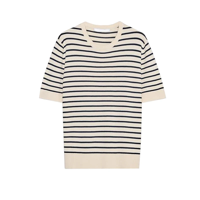 Spring Summer New Women's Design Striped round Ne ort Sve Casual Simple Knitted T-irt Polyester Fiber Commute Sle
Spring Summer New Women's Design Striped round Ne ort Sve Casual Simple Knitted T-irt Polyester Fiber Commute Sle