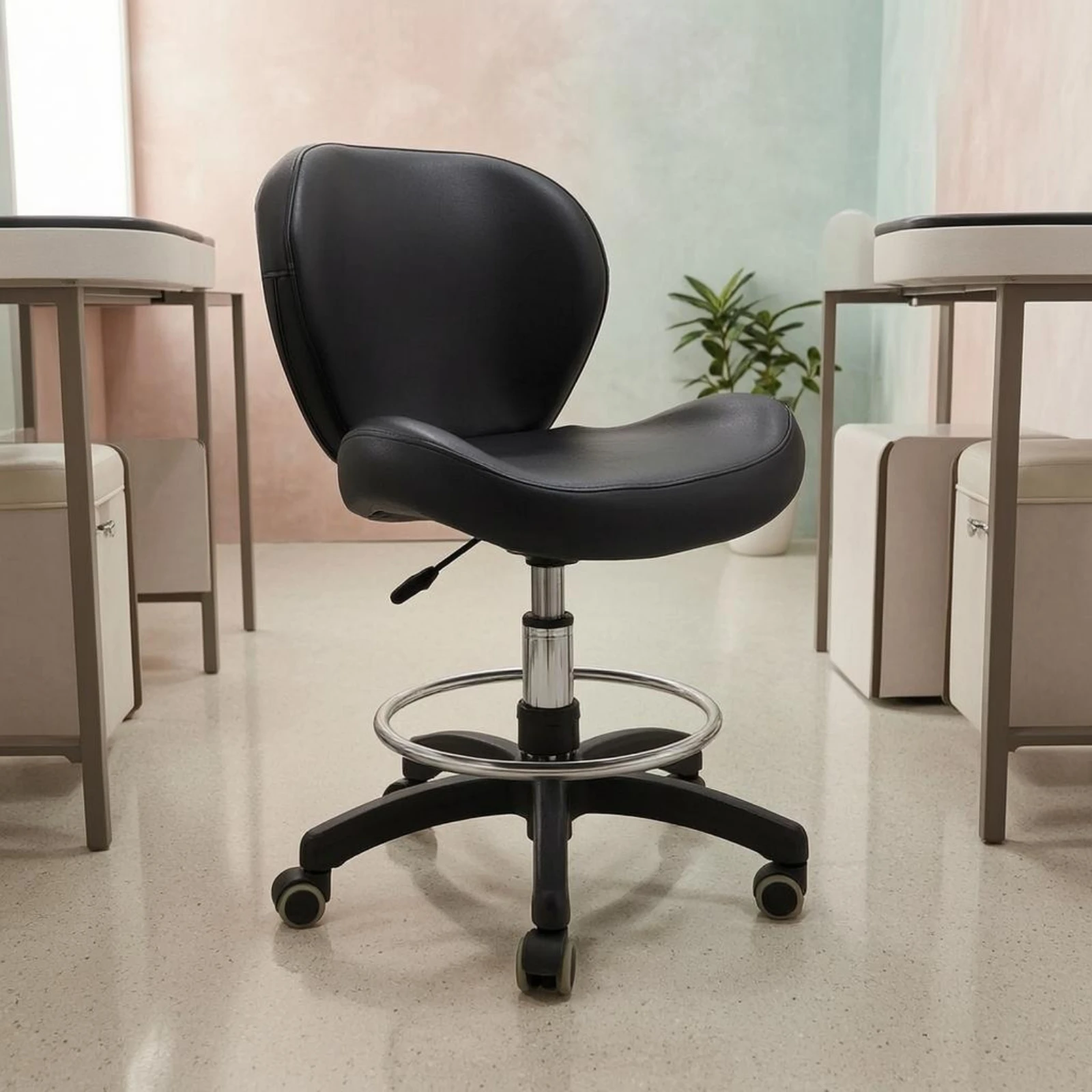 Swivel Salon Chair Stool Curved Backrest Rolling Salon Stool Seating Furniture Padded Footrest
Swivel Salon Chair Stool Curved Backrest Rolling Salon Stool Seating Furniture Padded Footrest
