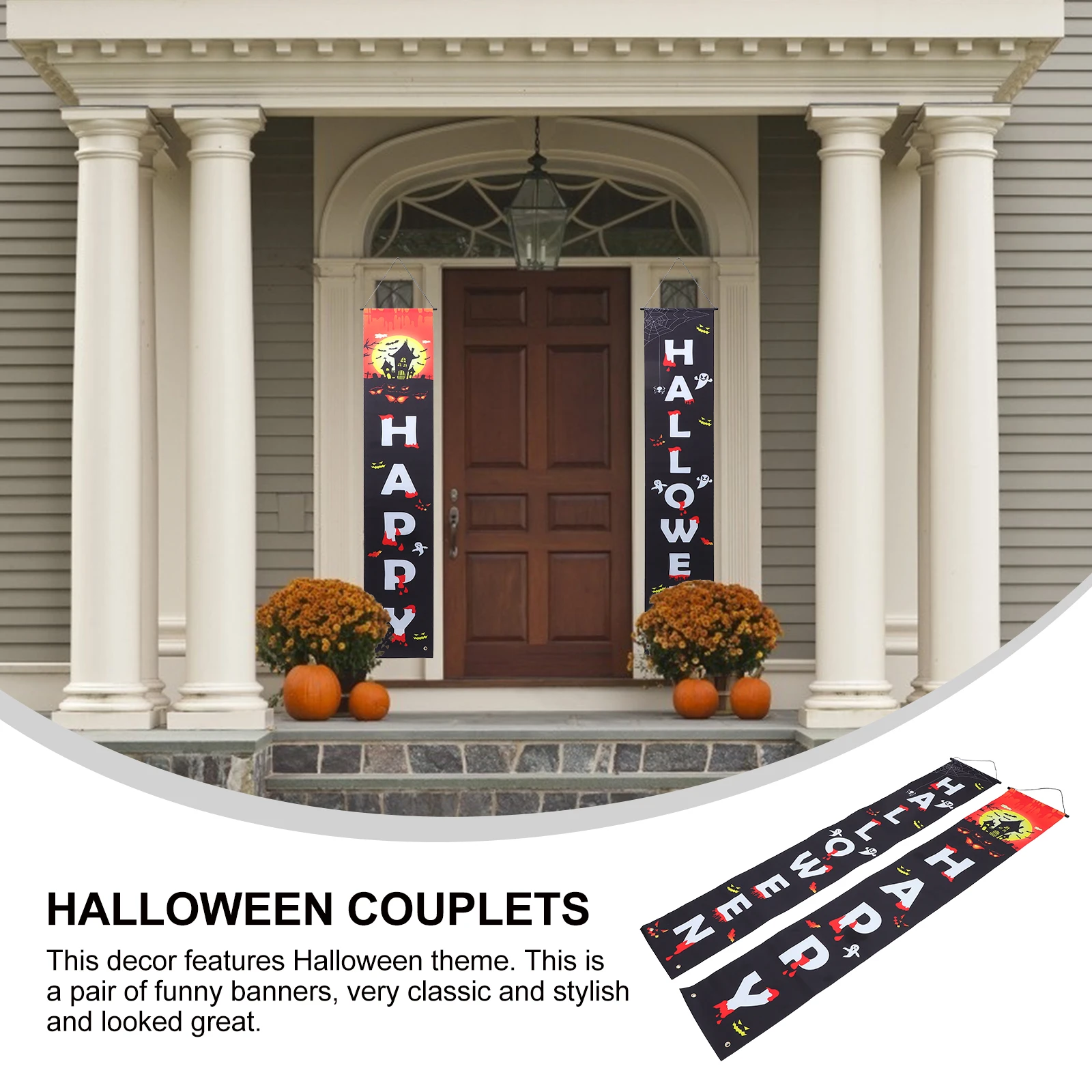 Halloween Door Banners Polyester Cloth Couplets Front Decor Spooky Party Banner Theme Decorations Halloween Style Bright 
Halloween Door Banners Polyester Cloth Couplets Front Decor Spooky Party Banner Theme Decorations Halloween Style Bright