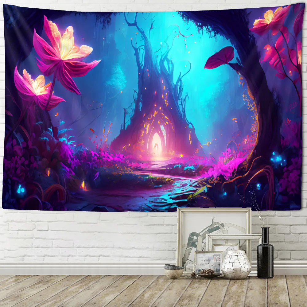 Bedroom psychedelic forest fabric mural luminous forest tapestry fairy tale magical landscape wall hanging dormitory decoration
Bedroom psychedelic forest fabric mural luminous forest tapestry fairy tale magical landscape wall hanging dormitory decoration