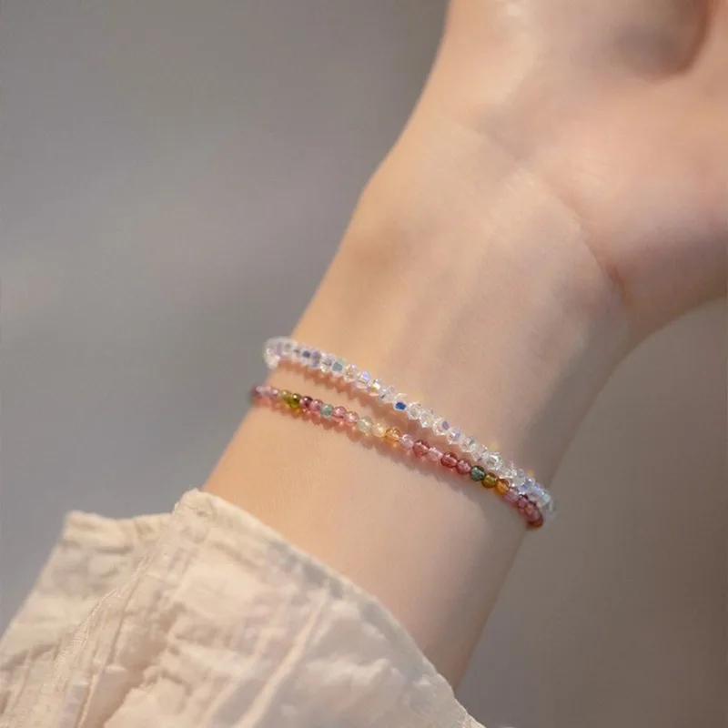 Ultra Thin Natural Rainbow Tourmaline Beaded Bracelet with Elastic Cord Stackable for Women with Good Luck Wishes Gifts
Ultra Thin Natural Rainbow Tourmaline Beaded Bracelet with Elastic Cord Stackable for Women with Good Luck Wishes Gifts