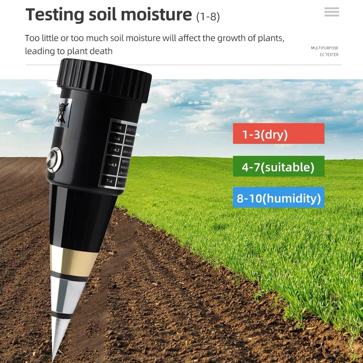 Soil Meter Tester, Mini Portable Hygrometer Sensor Instrument, 2 in 1 Meter for Home Garden Orchard Vineyard Lawn Farm, New
Soil Meter Tester, Mini Portable Hygrometer Sensor Instrument, 2 in 1 Meter for Home Garden Orchard Vineyard Lawn Farm, New