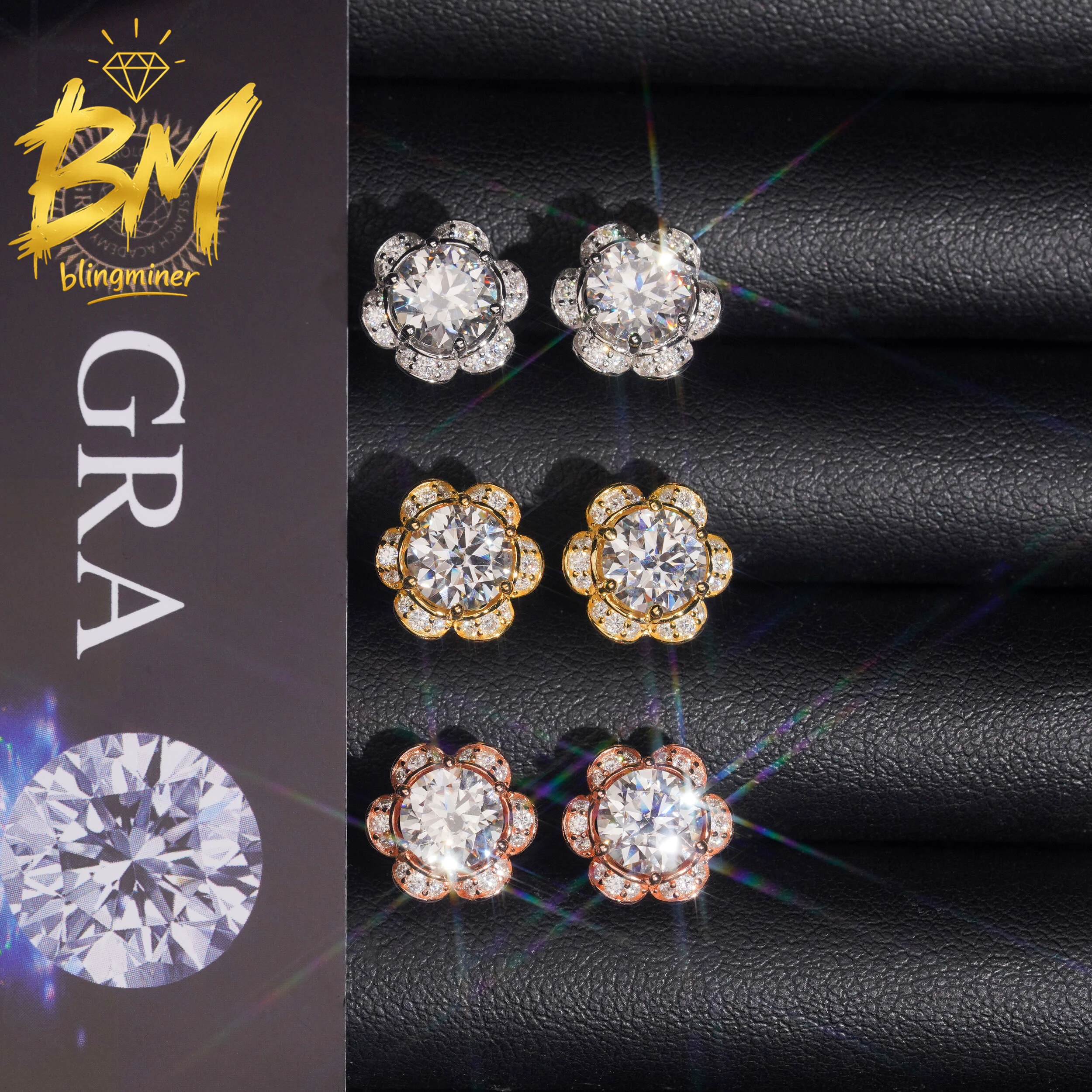 Blingminer Hot 11mm Flower Shape VVS Moissanite Earrings For Men Women S925 Silver Ear Studs Pass Diamonds Tester Free Shipping
Blingminer Hot 11mm Flower Shape VVS Moissanite Earrings For Men Women S925 Silver Ear Studs Pass Diamonds Tester Free Shipping