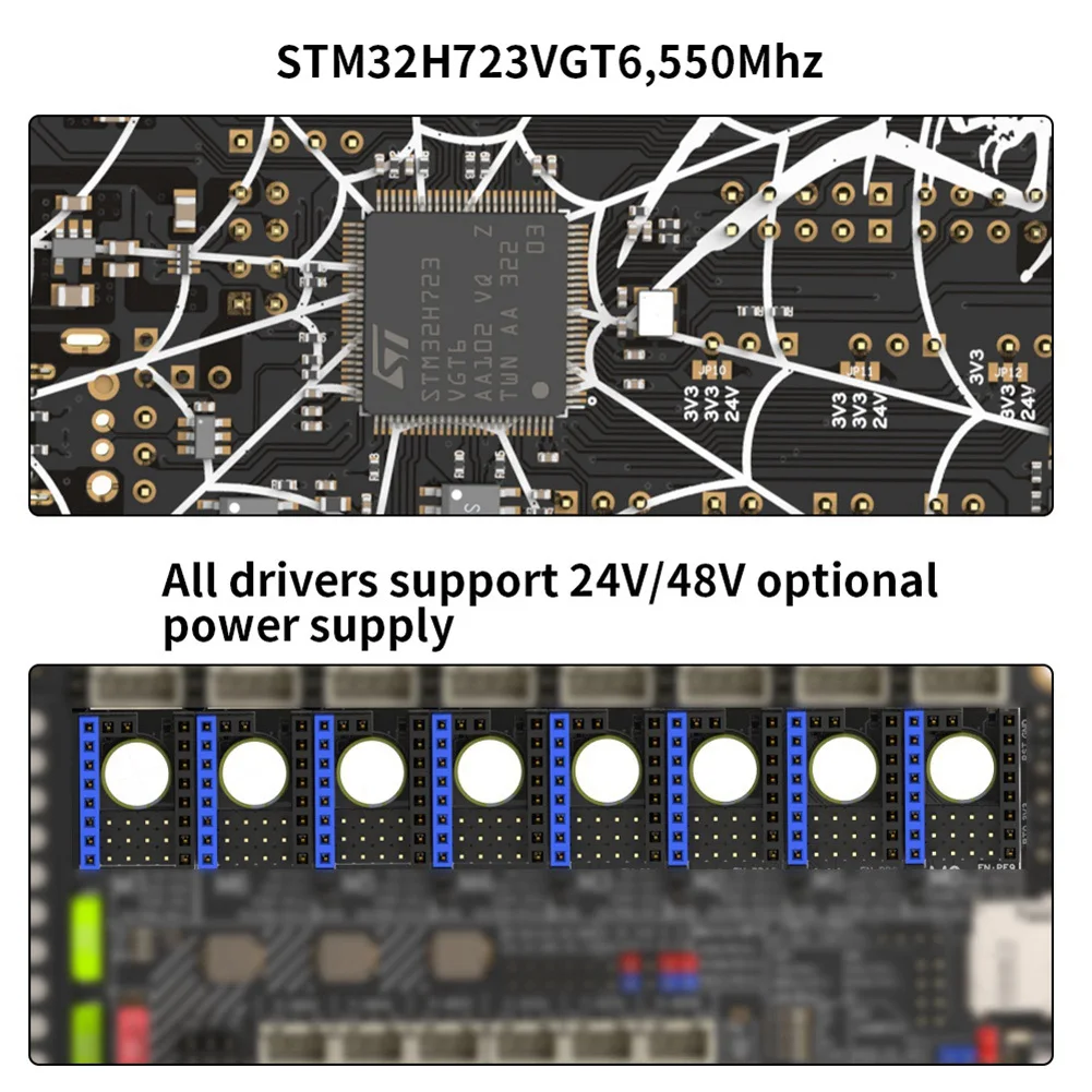 L70A Spider V3.0 H7 32 Bit MotherBoard Drive 24V/48V Power Supply Board 8 Axis TMC5160T TMC2209 High Speed for Voron
L70A Spider V3.0 H7 32 Bit MotherBoard Drive 24V/48V Power Supply Board 8 Axis TMC5160T TMC2209 High Speed for Voron