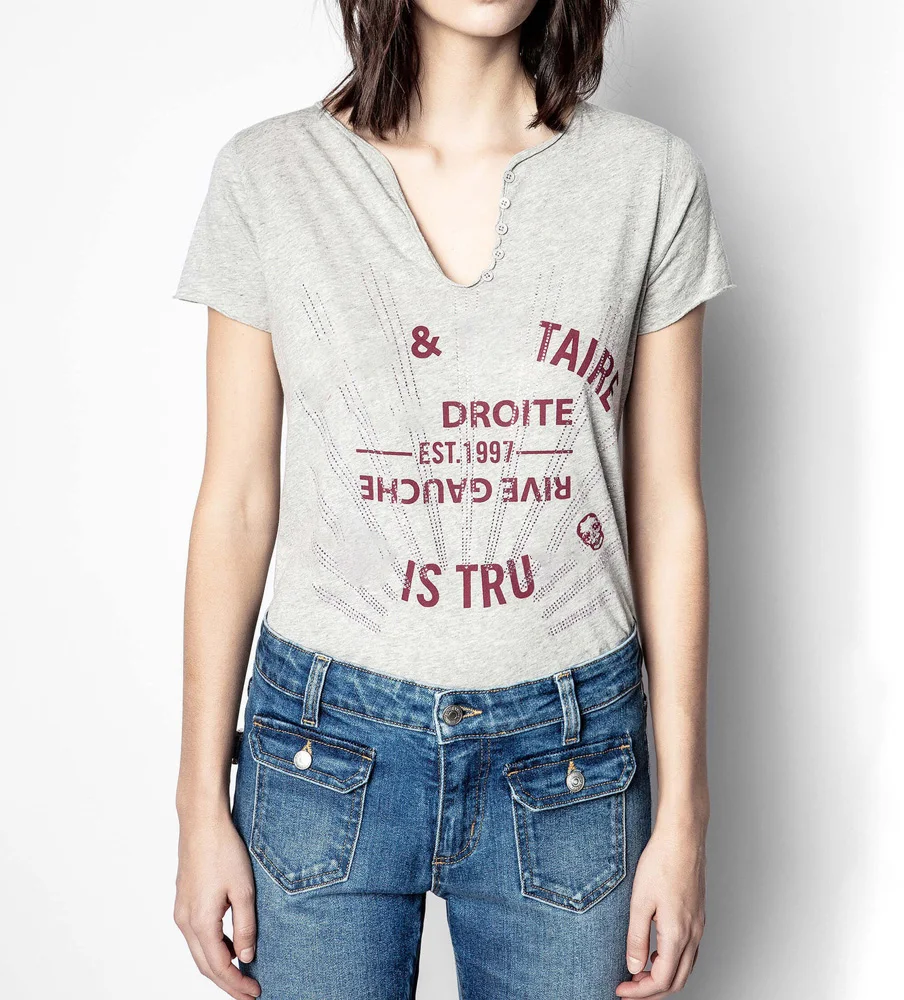 U-Neck Button Classic Letter Rhinestone Cotton T-Shirt For Women Summer Short Sleeve Diamond Gray Tops Luxury Fashion Basic Tee
U-Neck Button Classic Letter Rhinestone Cotton T-Shirt For Women Summer Short Sleeve Diamond Gray Tops Luxury Fashion Basic Tee