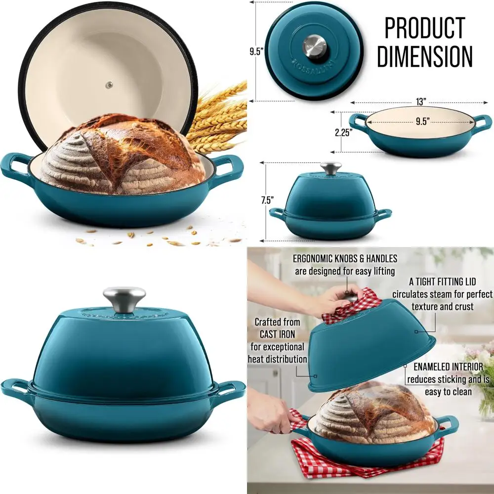 Эмалированная чугунная печь для хлеба на закваске — антипригарная внутренняя часть и крышка для идеальной выпечки и приготовления хлеба, емкость 6 литров
Эмалированная чугунная печь для хлеба на закваске — антипригарная внутренняя часть и крышка для идеальной выпечки и приготовления хлеба, емкость 6 литров