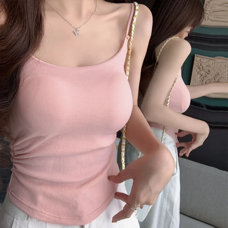 2025 Women Solid Mini Tank Vest - Backless Top with Chest Pad Short Summer Outerwear Inner Base Layer Ruching At The Waist Side
2025 Women Solid Mini Tank Vest - Backless Top with Chest Pad Short Summer Outerwear Inner Base Layer Ruching At The Waist Side