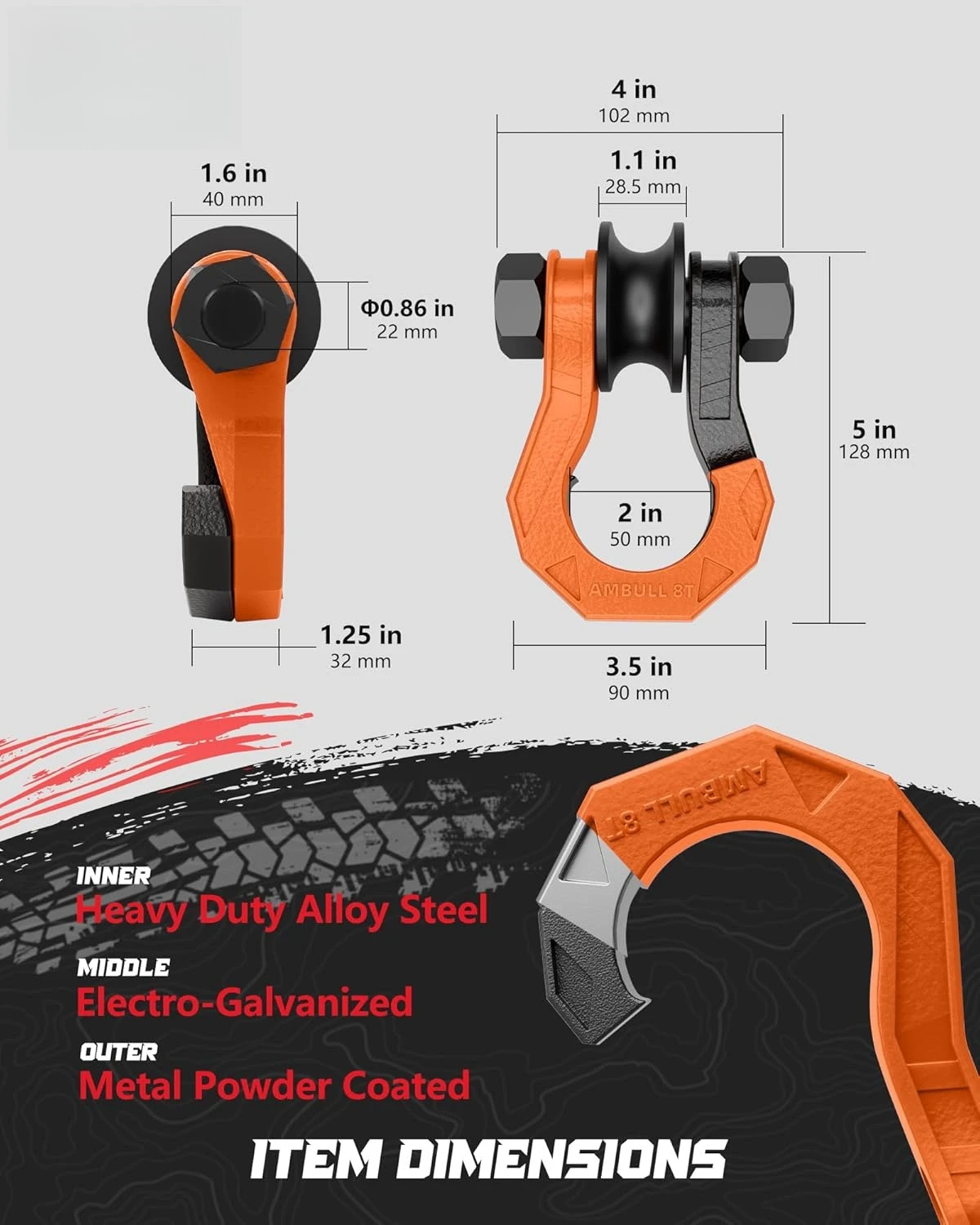 D Ring Split Shackle with Snatch Block 2Set, 3/4" Split Shackles w/Snatch Block Pulley, Heavy Duty Shackle for Towing Winch
D Ring Split Shackle with Snatch Block 2Set, 3/4" Split Shackles w/Snatch Block Pulley, Heavy Duty Shackle for Towing Winch