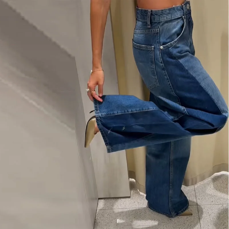 High Waist Side Patchwork Denim Jeans Pant Women Fashion Baggy Wide Leg Pants Autumn Casual Daily Streetwear Female Trousers
High Waist Side Patchwork Denim Jeans Pant Women Fashion Baggy Wide Leg Pants Autumn Casual Daily Streetwear Female Trousers