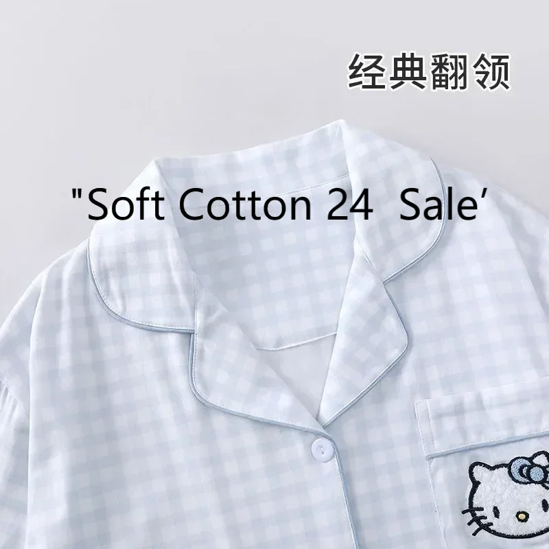 Spring and Autumn New Blue Cloud Cotton Cardigan Small Lapel Long Sleeve Pants Cartoon Hello Kitty Women's Pajamas Homewear
Spring and Autumn New Blue Cloud Cotton Cardigan Small Lapel Long Sleeve Pants Cartoon Hello Kitty Women's Pajamas Homewear