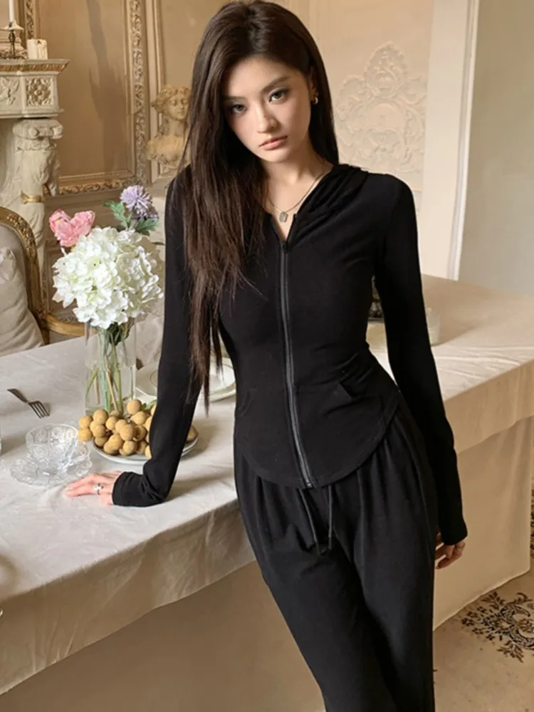 Fall Women High Street Tracksuit Two Piece Set Basic Hooded Jacket Drawstring Wide Leg Flare Pants Fashion Solid Outfits Suit
Fall Women High Street Tracksuit Two Piece Set Basic Hooded Jacket Drawstring Wide Leg Flare Pants Fashion Solid Outfits Suit