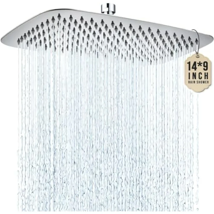 All Metal 14 Inch Extra Large Rain Shower Head Rectangle Rainfall Shower Head for Full Body Made of Stainless Steel Cling or Wa
All Metal 14 Inch Extra Large Rain Shower Head Rectangle Rainfall Shower Head for Full Body Made of Stainless Steel Cling or Wa