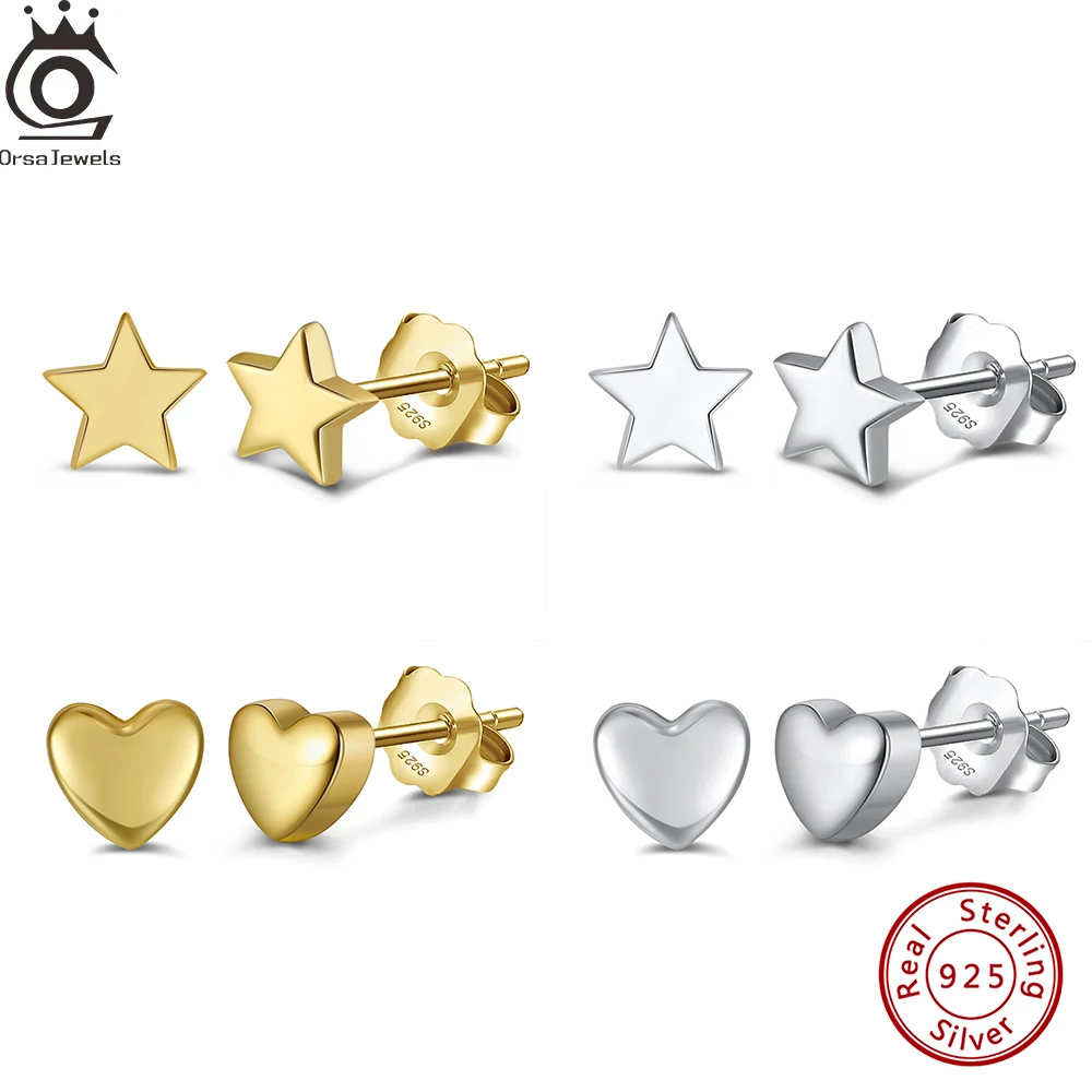 ORSA JEWELS 100% чистые серебряные иглы 925, простые маленькие серьги-гвоздики со звездами/сердечками, гипоаллергенные мини-серьги для повседневного ношения APE42
ORSA JEWELS 100% чистые серебряные иглы 925, простые маленькие серьги-гвоздики со звездами/сердечками, гипоаллергенные мини-серьги для повседневного ношения APE42