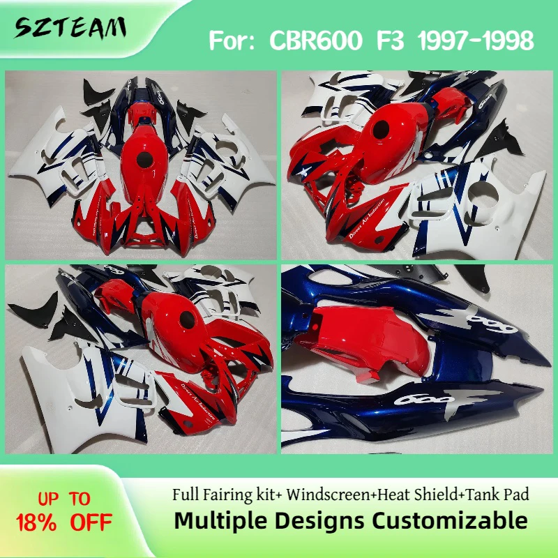 Prime Fairing Kit for Honda CBR600F3 1997 1998 Motorcycle Scooter Plastic Body Set Fairings CBR 600F3 97 98
Prime Fairing Kit for Honda CBR600F3 1997 1998 Motorcycle Scooter Plastic Body Set Fairings CBR 600F3 97 98