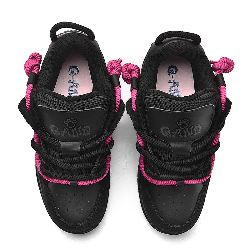 Q-AND Women Black Hot Pink Chunky Platform Skate Sneakers, Dual Color Thick Rope Laces Height Increasing Casual Walking Shoes, Wear Resistant Non Slip Rubber Outsole Streetwear Sports Footwear
Q-AND Women Black Hot Pink Chunky Platform Skate Sneakers, Dual Color Thick Rope Laces Height Increasing Casual Walking Shoes, Wear Resistant Non Slip Rubber Outsole Streetwear Sports Footwear