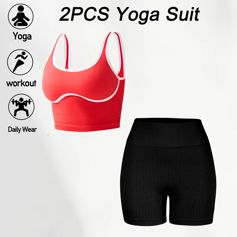 2PCS Sports Set Seamless Women Fitness Outfit Butt-Lifting High-Waisted Ribbed Shorts Running Bra without Pad Elastic Yoga Suit
2PCS Sports Set Seamless Women Fitness Outfit Butt-Lifting High-Waisted Ribbed Shorts Running Bra without Pad Elastic Yoga Suit