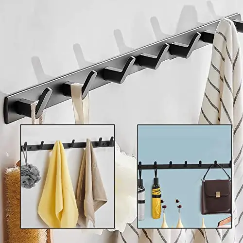 Black 7-Prong Wall Hook Rack For Entryway, Living Room, Bedroom, Kitchen And Bathroom Organization
Black 7-Prong Wall Hook Rack For Entryway, Living Room, Bedroom, Kitchen And Bathroom Organization