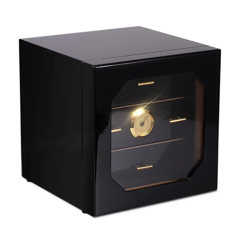 Black high-gloss piano lacquer humidor, cigar cabinet, cigar storage box
Black high-gloss piano lacquer humidor, cigar cabinet, cigar storage box