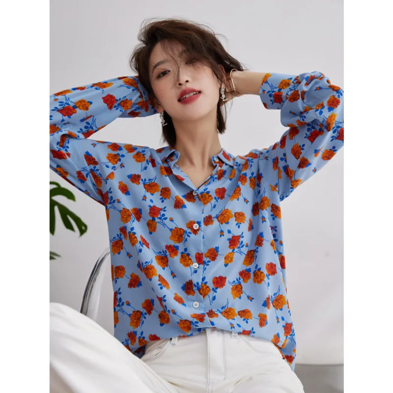 Spring Vintage Oil Painting 100% Mulberry Silk Shirts Women Lapel Collar Long Sleeve Loose Tops
Spring Vintage Oil Painting 100% Mulberry Silk Shirts Women Lapel Collar Long Sleeve Loose Tops