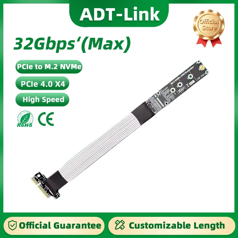 ADT-Link M.2 M Key to PCI-E 4.0 4X Extension Cable PCI Express Extender for M2 NVMe Riser Card 2280 22110 SSD Hard Drive Adapter
ADT-Link M.2 M Key to PCI-E 4.0 4X Extension Cable PCI Express Extender for M2 NVMe Riser Card 2280 22110 SSD Hard Drive Adapter