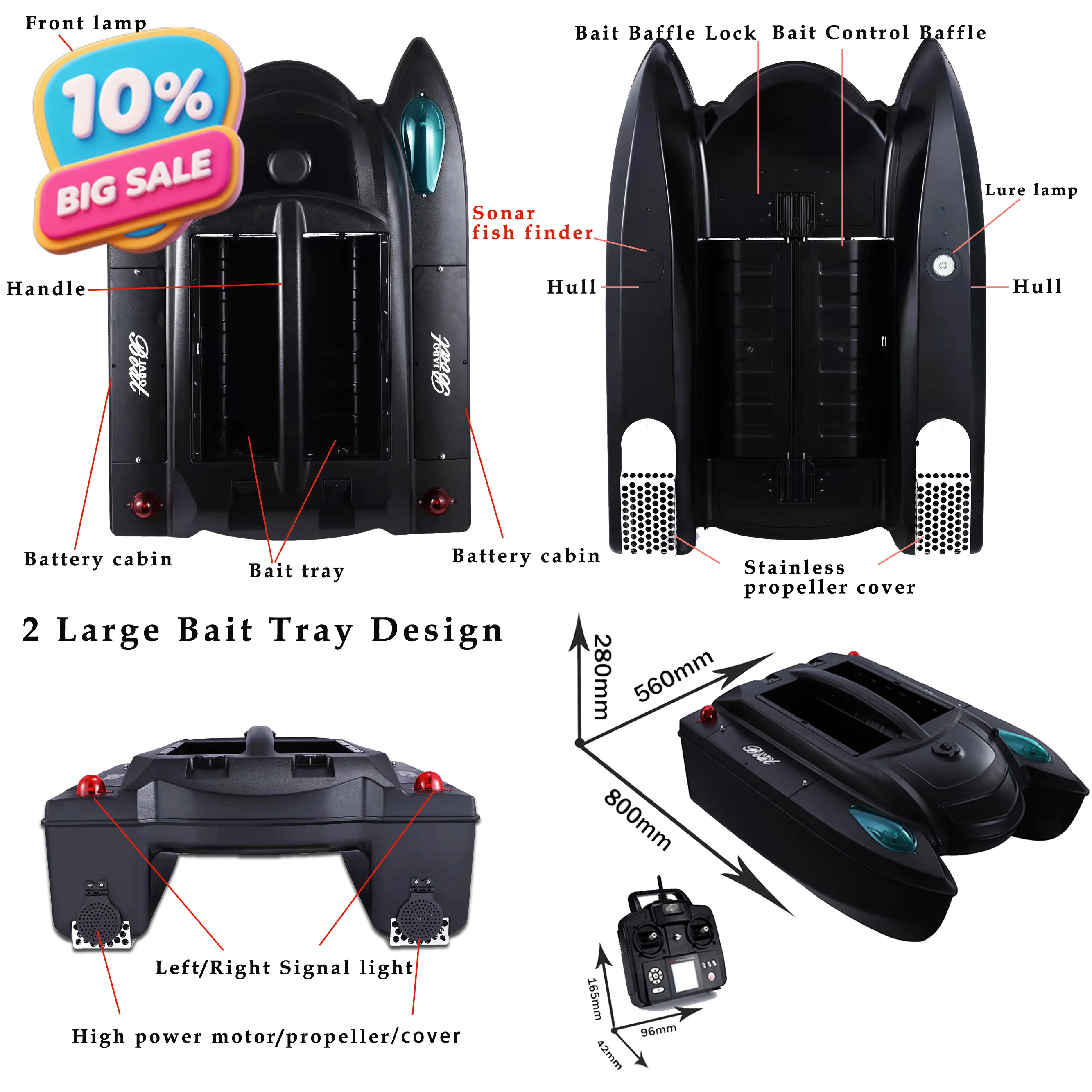 Jabo3cg GPS Rechargeable Remote Control RC Fishing Bait Boats for Carp Fishing with Sonar Fish Finder
Jabo3cg GPS Rechargeable Remote Control RC Fishing Bait Boats for Carp Fishing with Sonar Fish Finder