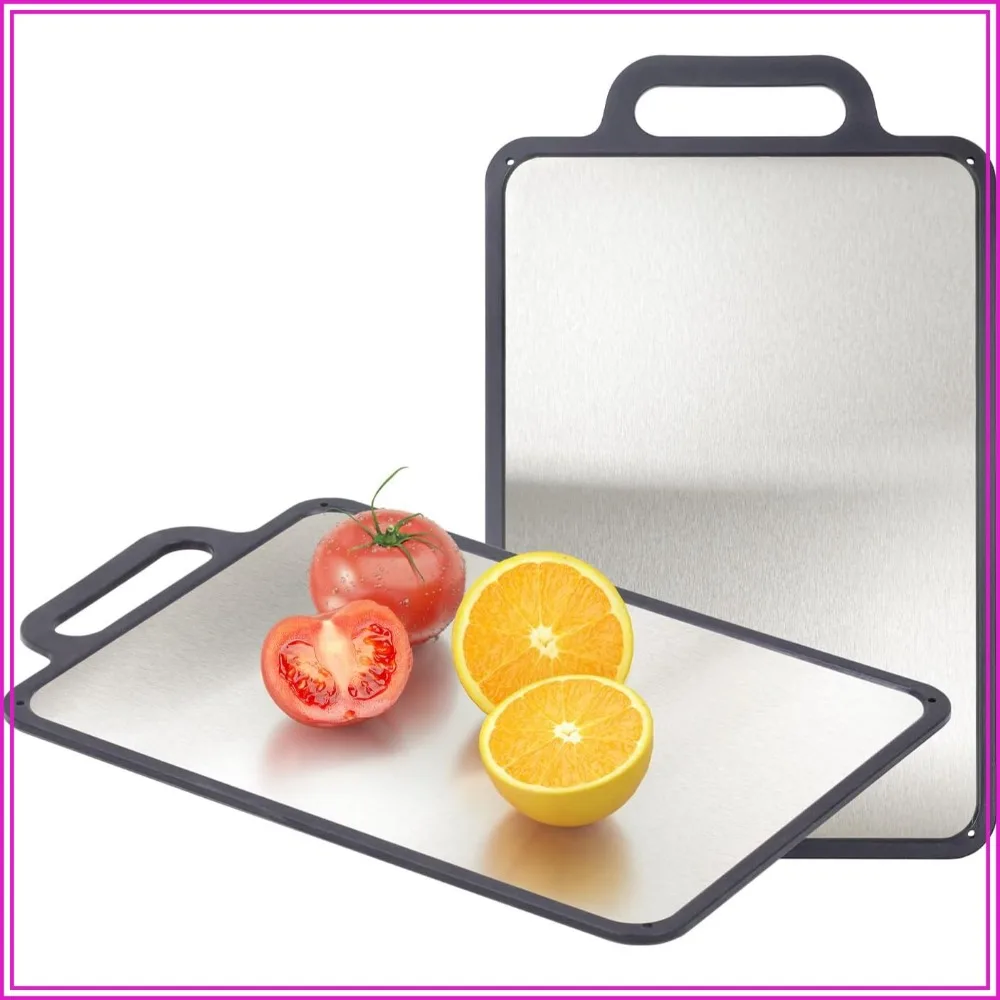 Double-Sided 304 Stainless Steel Cutting Board, Non-Slip with Juice Groove, Dishwasher Safe, 15.3x9.6 Inch for Meat & Veggies
Double-Sided 304 Stainless Steel Cutting Board, Non-Slip with Juice Groove, Dishwasher Safe, 15.3x9.6 Inch for Meat & Veggies