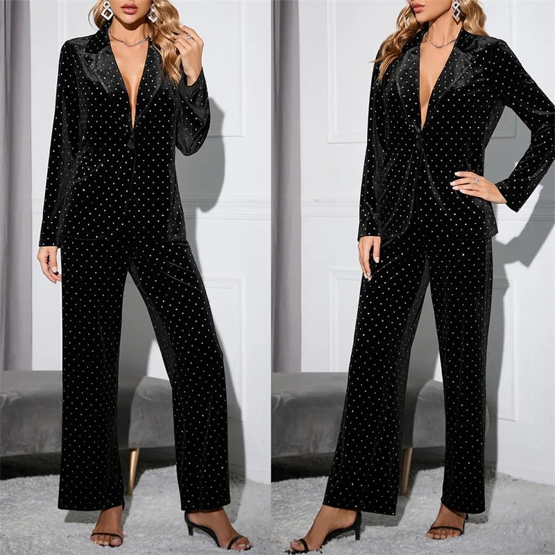 Crystal Black Velvet Women Suits Set Blazer+Pants 2 Pieces Party Prom Gown Formal Jacket Red Carpet Dress Custom Made
Crystal Black Velvet Women Suits Set Blazer+Pants 2 Pieces Party Prom Gown Formal Jacket Red Carpet Dress Custom Made