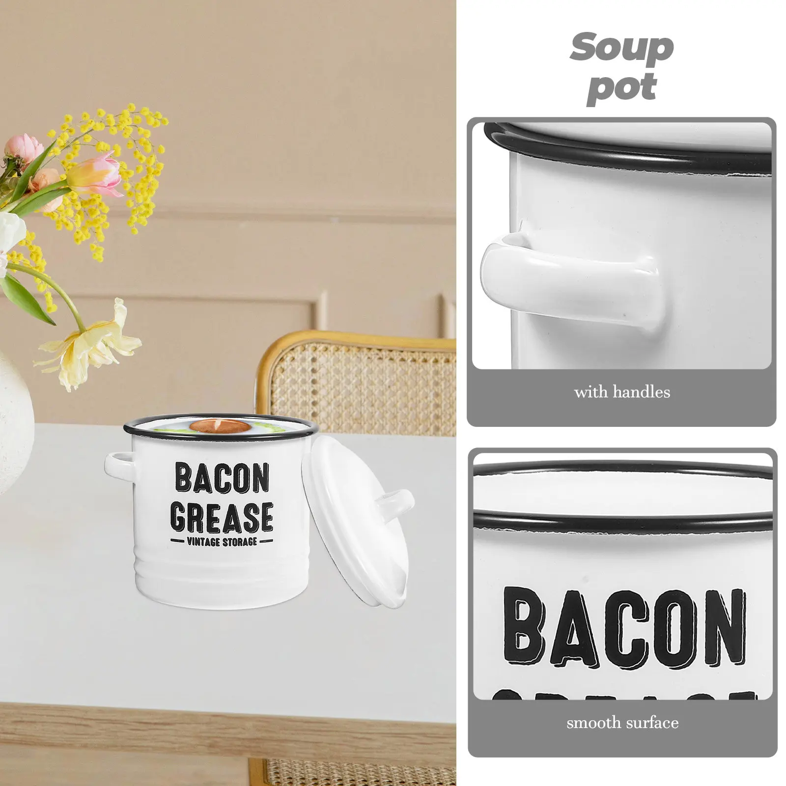 Винтажная эмалированная кастрюля большой емкости с устойчивым дном, для приготовления супов, домашний контейнер для соусов, бекона и жира
Винтажная эмалированная кастрюля большой емкости с устойчивым дном, для приготовления супов, домашний контейнер для соусов, бекона и жира