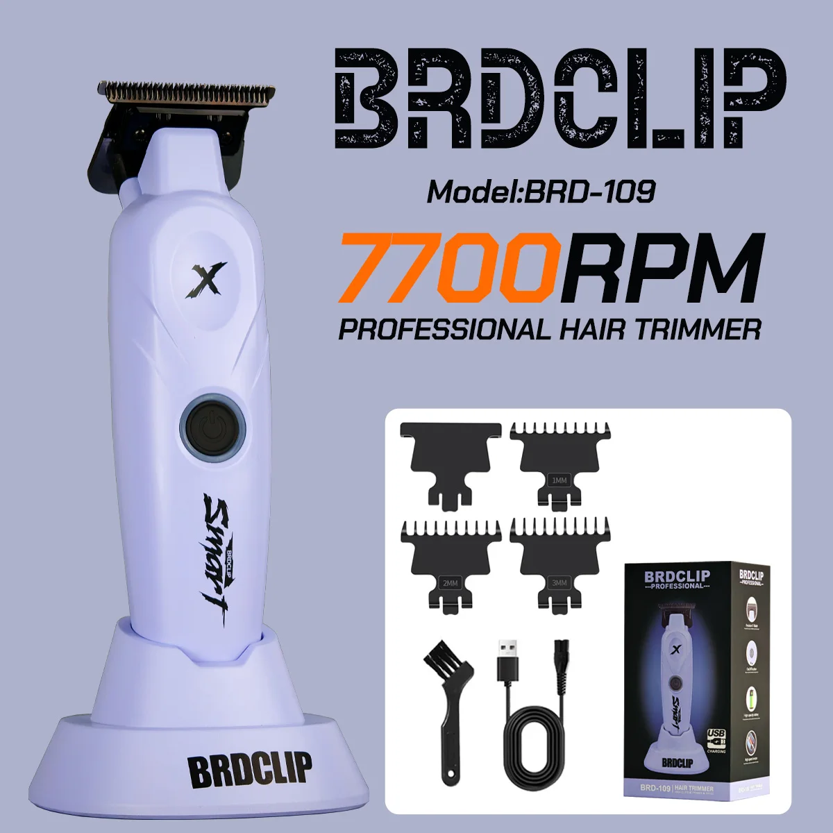 New BRDCLIP Hair Trimmer 109 Professional High Power Motor 7700RPM Powder metallurgy steel fixed ceramic moving blades With base
New BRDCLIP Hair Trimmer 109 Professional High Power Motor 7700RPM Powder metallurgy steel fixed ceramic moving blades With base