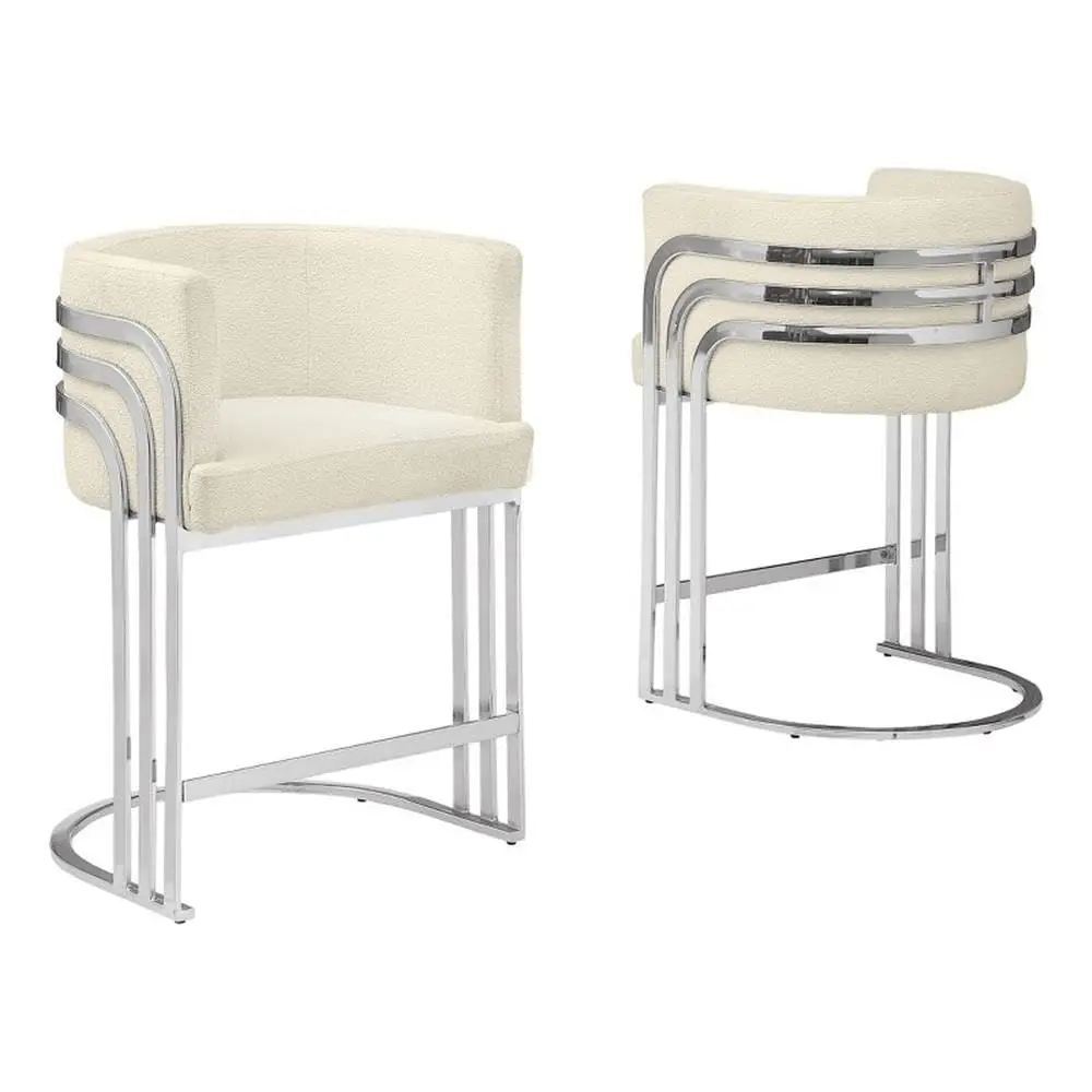 Teddy Fabric Counter Height Stools Barrel Design Chrome Legs Dining Bar Office Set 2,Cream,Customized
Teddy Fabric Counter Height Stools Barrel Design Chrome Legs Dining Bar Office Set 2,Cream,Customized