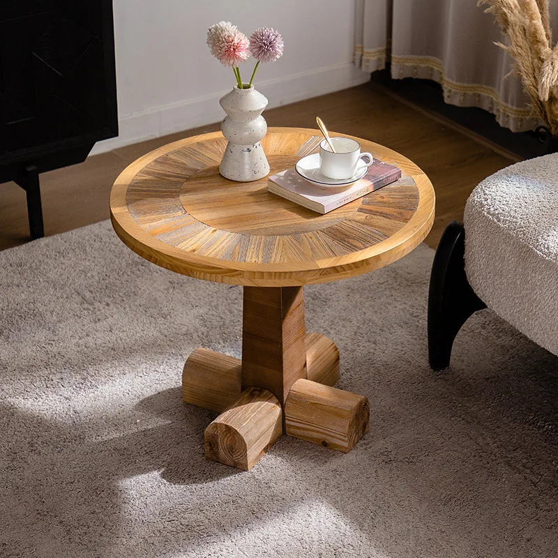 American solid wood small round table retro old homestay round coffee table small apartment household balcony
American solid wood small round table retro old homestay round coffee table small apartment household balcony