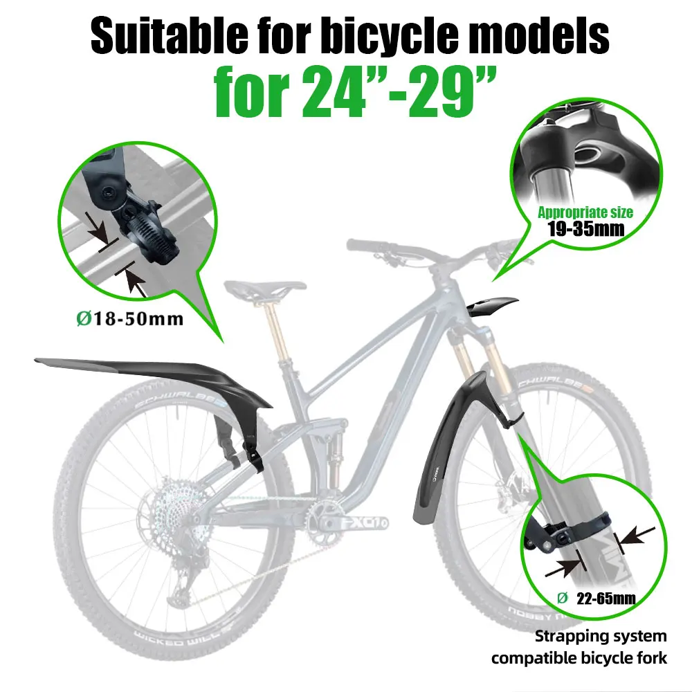 RBRL MTB Mudguard Lengthen Bicycle Fender Quick Release PP Soft Front Rear Fender for 26 27.5 29 Bicycle Wings for Mountain Bike
RBRL MTB Mudguard Lengthen Bicycle Fender Quick Release PP Soft Front Rear Fender for 26 27.5 29 Bicycle Wings for Mountain Bike