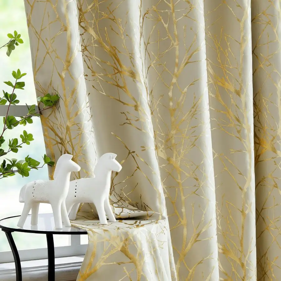 100 Blackout Curtains Ivory Gold Tree for Living Room, Curtains 84 Inches Long Foil Branch Patterned Panels for Bedroom, Thermal
100 Blackout Curtains Ivory Gold Tree for Living Room, Curtains 84 Inches Long Foil Branch Patterned Panels for Bedroom, Thermal